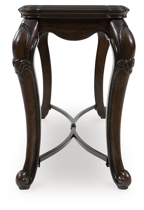 Maylee Dark Brown Sofa Table Cabriole Legs - Ornate Home