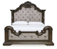 Maylee King Upholstered Bed, Dresser, Mirror and 2 Nightstands - Ornate Home