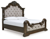 Maylee King Upholstered Bedroom Set with Dresser and Mirror - Ornate Home