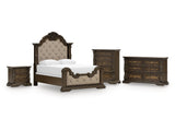 Maylee Queen Upholstered Bed, Dresser, Chest and Nightstand - Ornate Home