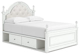 Maylilly White Full Upholstered Panel Storage Bed (Online Special Price) - Ornate Home