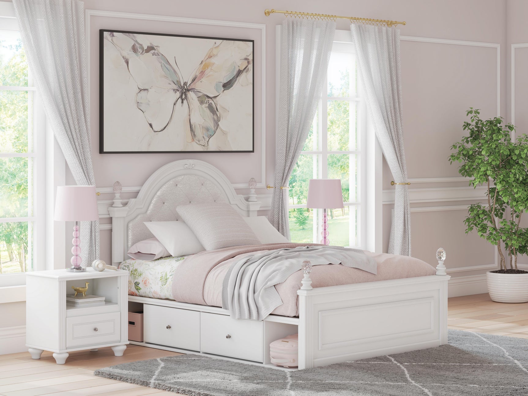 Maylilly White Full Upholstered Panel Storage Bed (Online Special Price) - Ornate Home