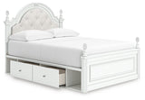Maylilly White Full Upholstered Panel Storage Bed (Online Special Price) - Ornate Home