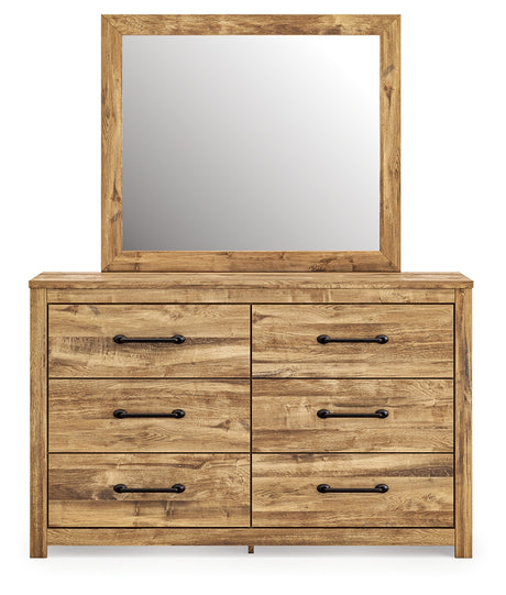 Maystonna Brown Queen Crossbuck Panel Bed, Dresser, Mirror and Nightstand - Ornate Home