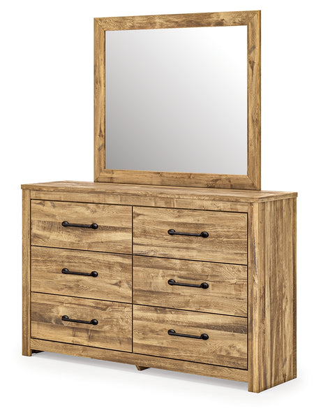 Maystonna Brown Queen Crossbuck Panel Bed, Dresser, Mirror and Nightstand - Ornate Home