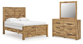 Maystonna Brown Queen Crossbuck Panel Bed, Dresser and Mirror - Ornate Home