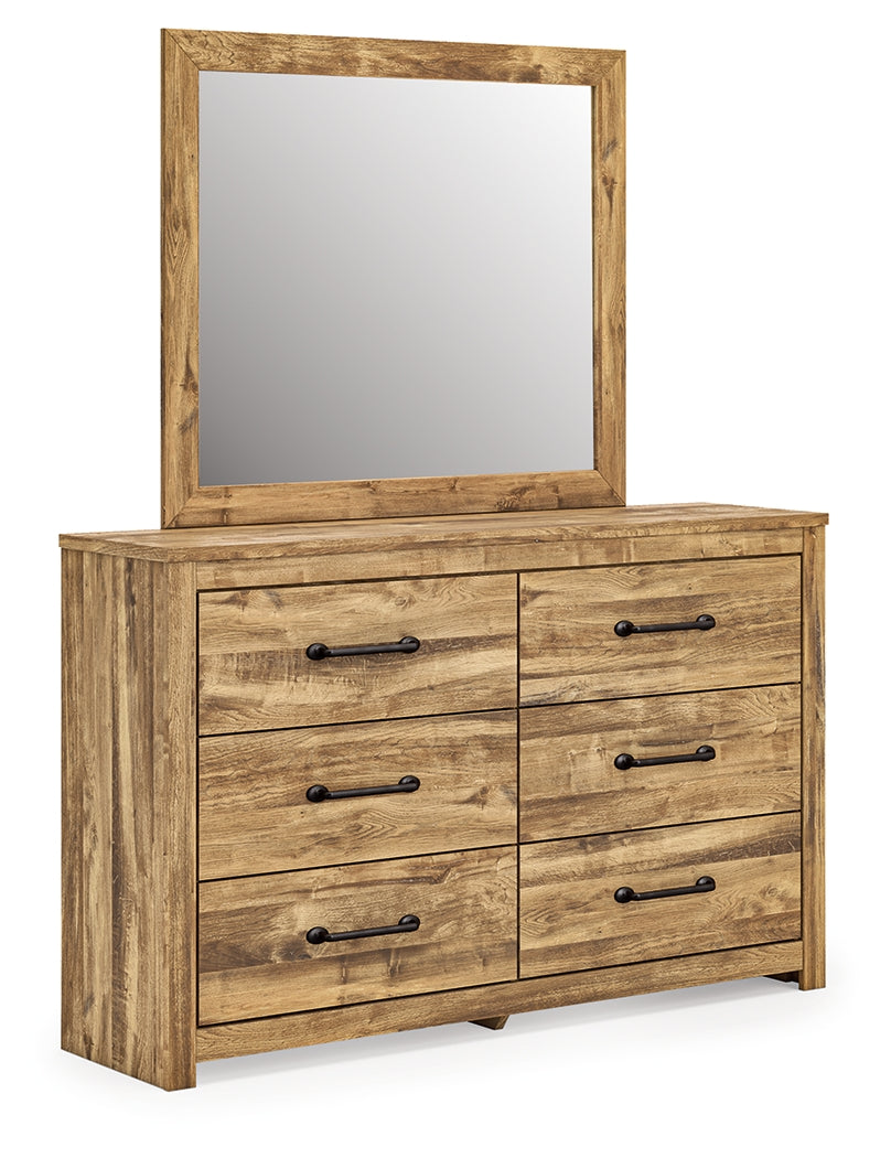 Maystonna Brown Queen Crossbuck Panel Bed, Dresser and Mirror - Ornate Home