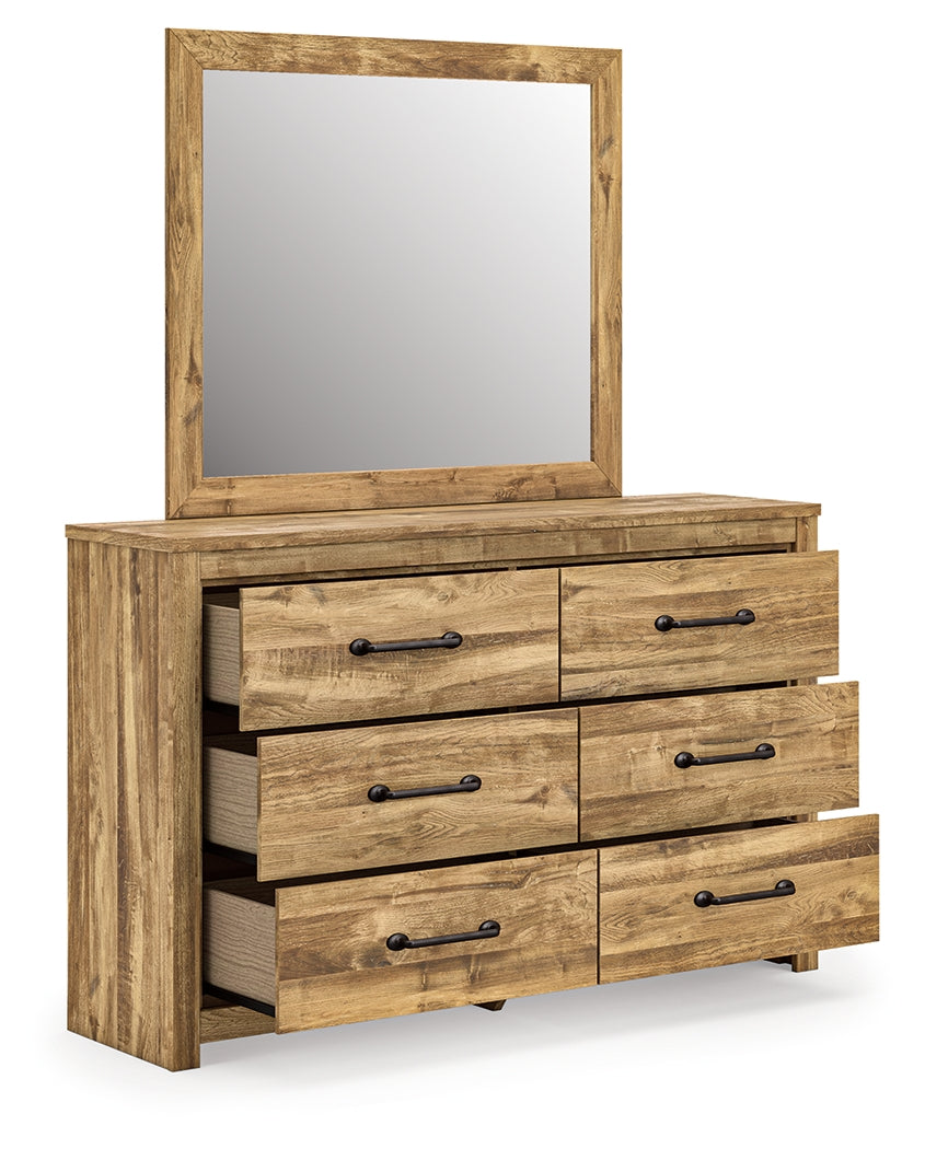 Maystonna Brown Queen Crossbuck Panel Bed, Dresser and Mirror - Ornate Home