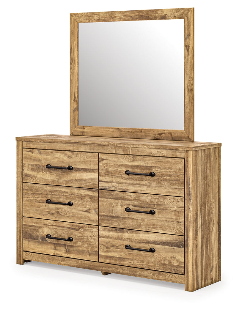 Maystonna Brown Queen Crossbuck Panel Bed, Dresser and Mirror - Ornate Home