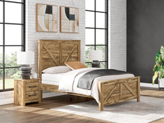 Maystonna Brown Queen Crossbuck Panel Bed - Ornate Home