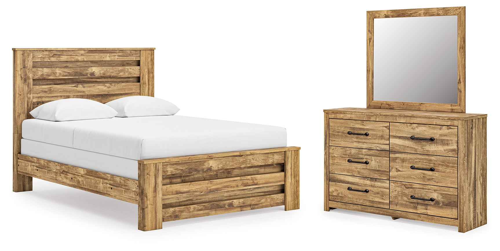 Maystonna Brown Queen Panel Bed, Dresser and Mirror (Online Special Price) - Ornate Home
