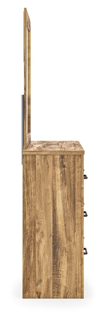 Maystonna Brown Queen Panel Bed, Dresser and Mirror - Ornate Home