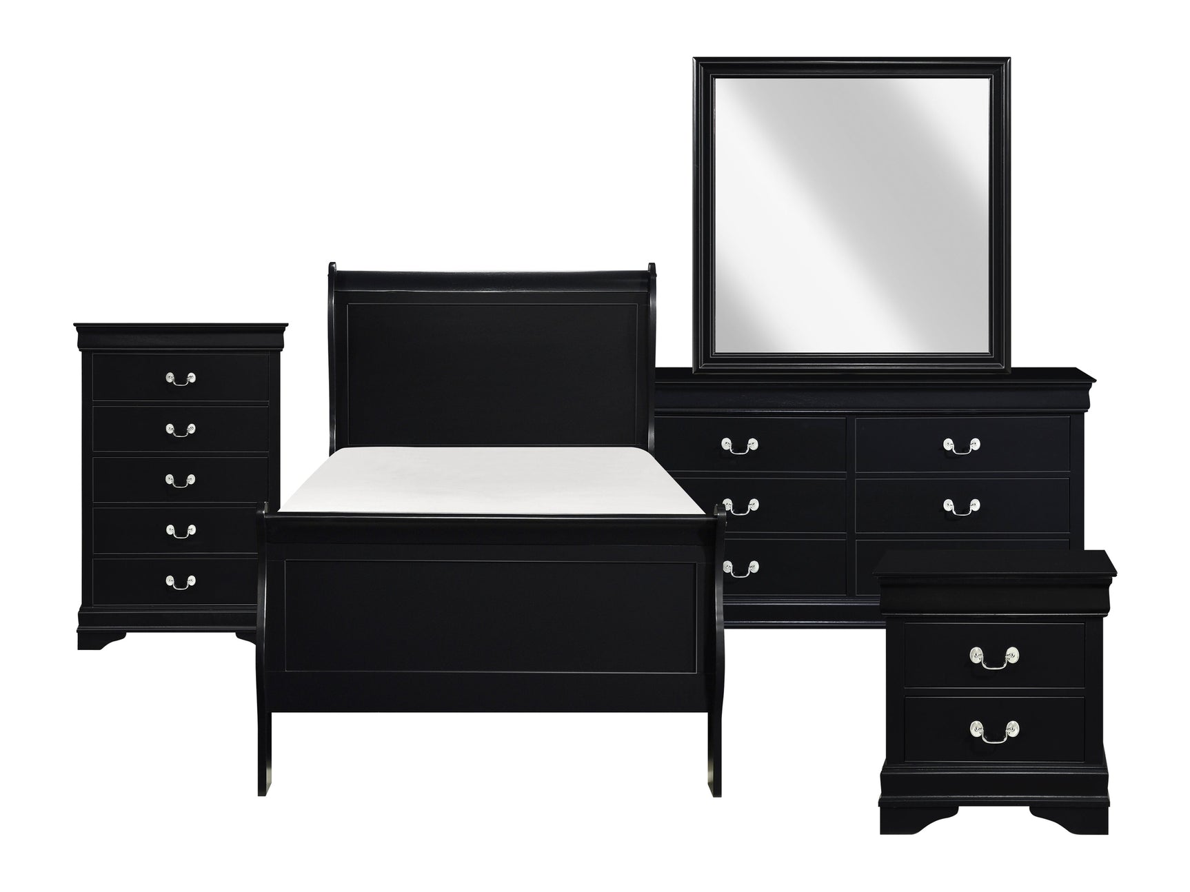 Mayville Black 5-Piece Twin Bedroom Set - Ornate Home
