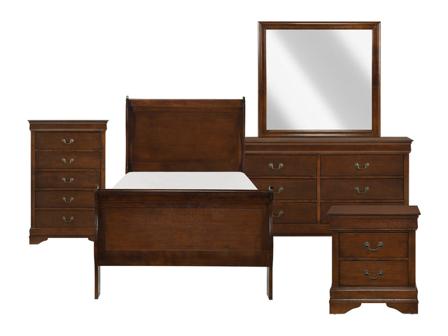 Mayville Brown Cherry 5-Piece Twin Bedroom Set - Ornate Home