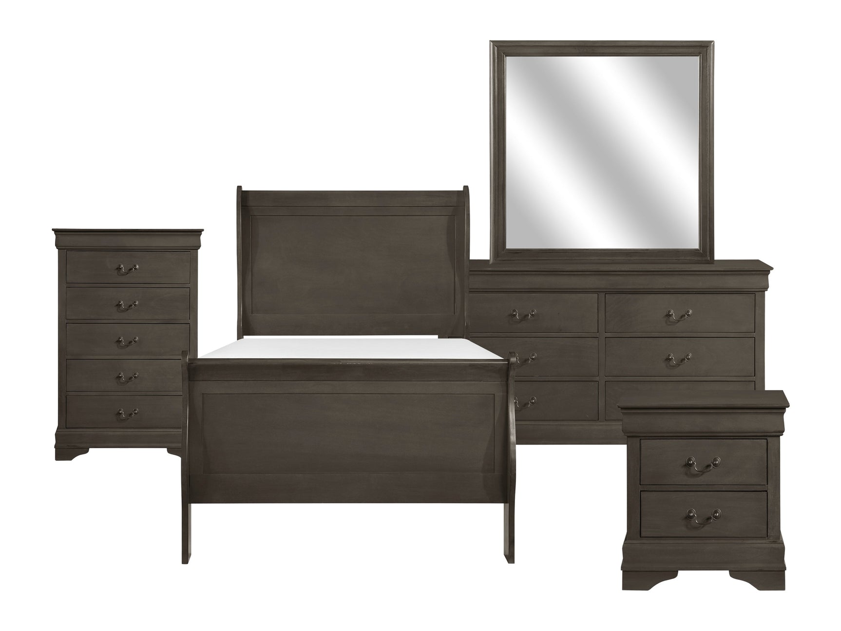 Mayville Stained Gray 5-Piece Twin Bedroom Set - Ornate Home