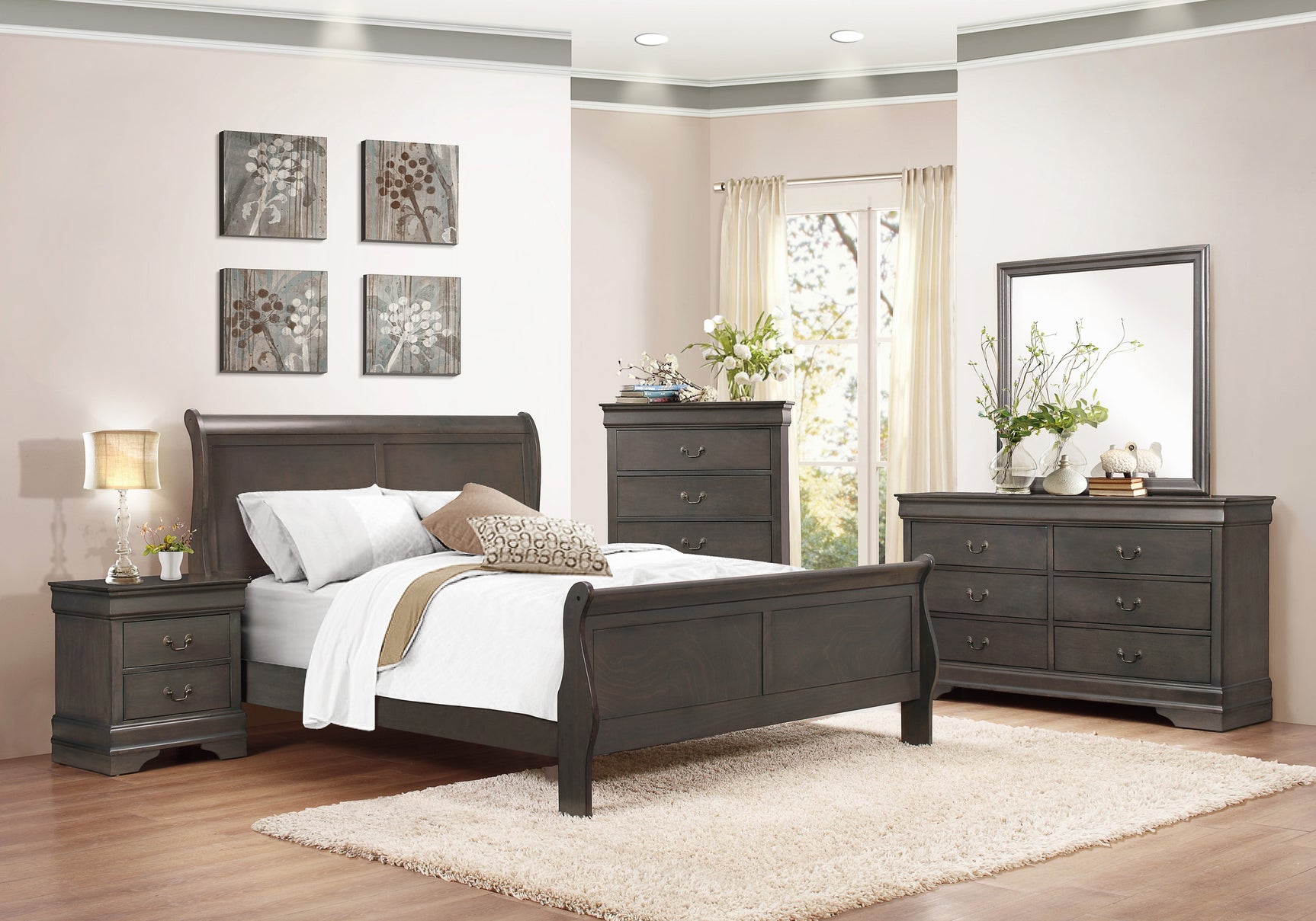 Mayville Stained Gray Queen Bed - Ornate Home