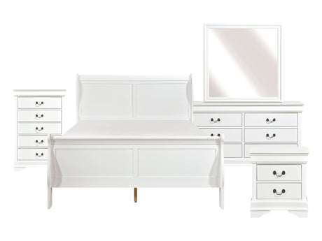 Mayville White 5-Piece Queen Bedroom Set - Ornate Home