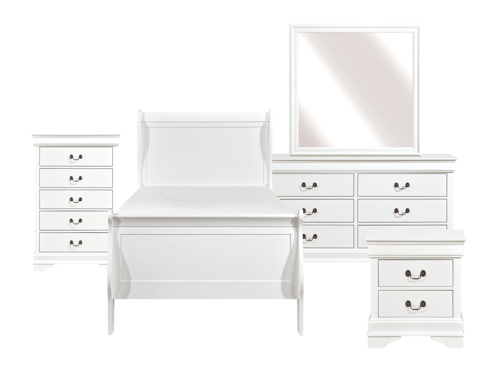 Mayville White 5-Piece Twin Bedroom Set - Ornate Home