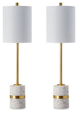 Maywick White/Brass Table Lamp (Set of 2) - Ornate Home