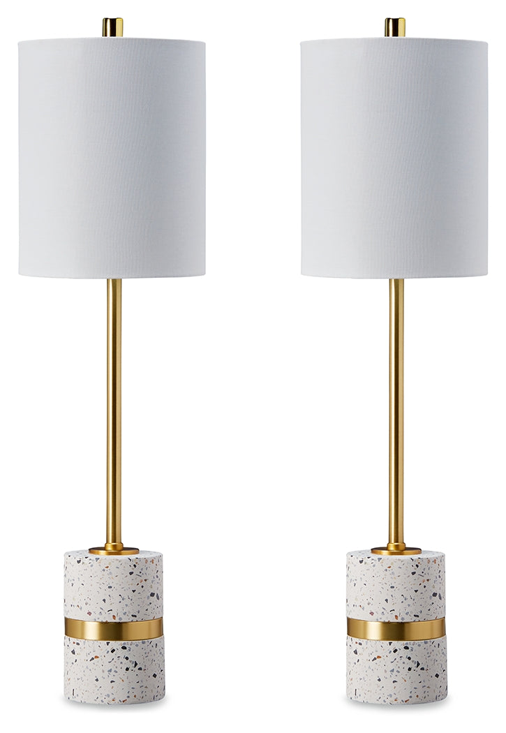 Maywick White/Brass Table Lamp (Set of 2) - Ornate Home
