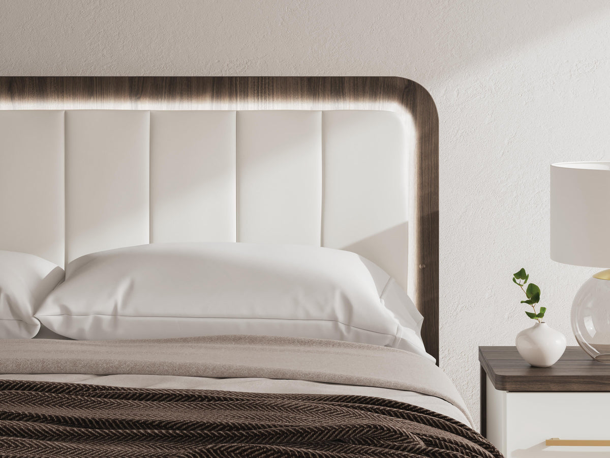 Mazilar White/Brown King Upholstered Bed (Online Special Price) - Ornate Home