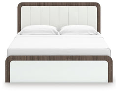 Mazilar White/Brown King Upholstered Bed - Ornate Home