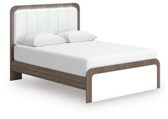 Mazilar White/Brown Queen Upholstered Bed - Ornate Home