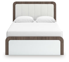 Mazilar White/Brown Queen Upholstered Bed - Ornate Home
