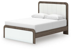 Mazilar White/Brown Queen Upholstered Bed - Ornate Home