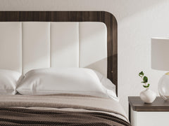 Mazilar White/Brown Queen Upholstered Bed - Ornate Home