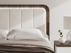 Mazilar White/Brown Queen Upholstered Bed - Ornate Home