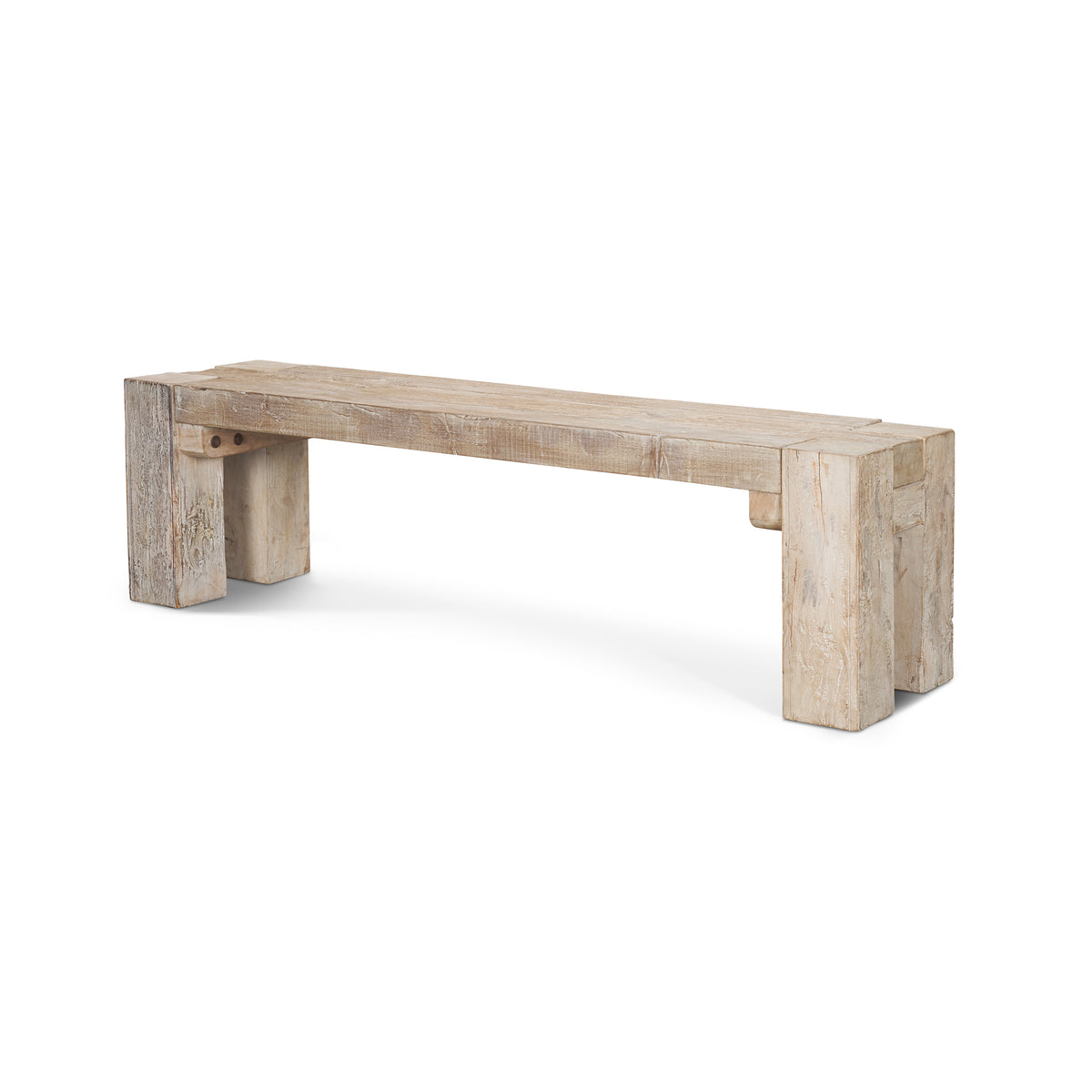 McArthur Whitewash 64" Reclaimed Wood Bench - Ornate Home