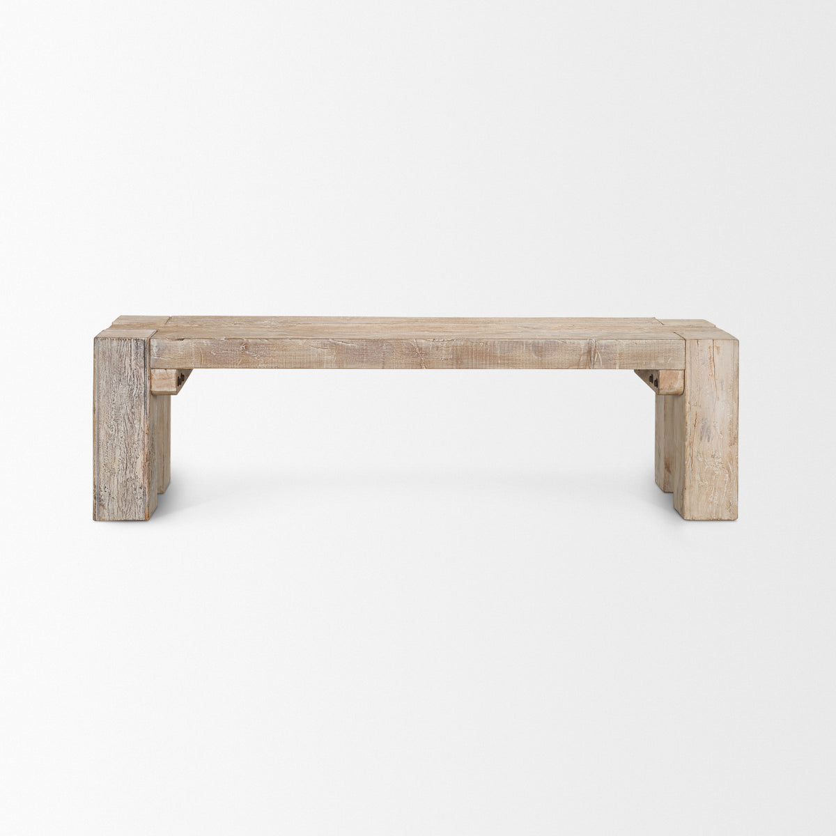 McArthur Whitewash 64" Reclaimed Wood Bench - Ornate Home