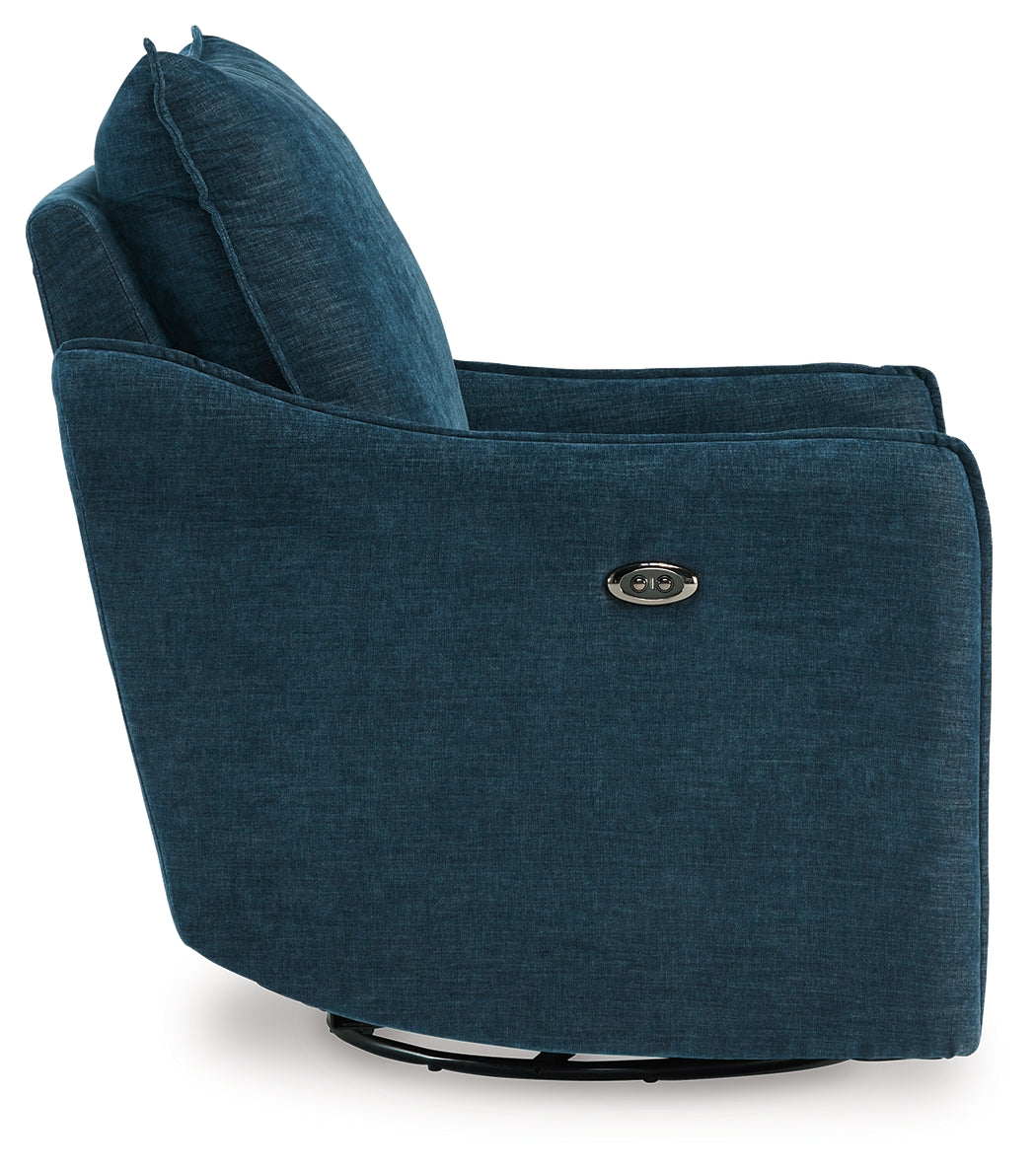 McBurg Navy Swivel Power Recliner (Online Special Price) - Ornate Home