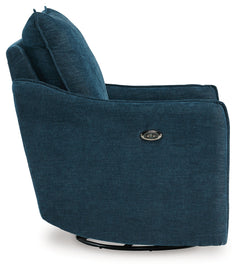 McBurg Navy Swivel Power Recliner - Ornate Home