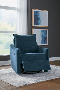 McBurg Navy Swivel Power Recliner - Ornate Home