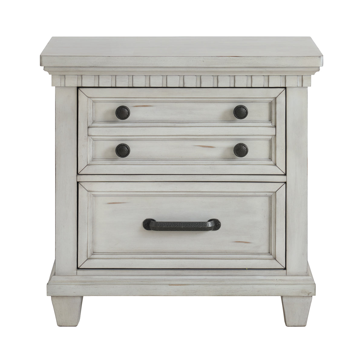 McCoy Antique White 2-Drawer Nightstand with USB - Ornate Home