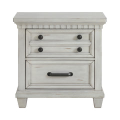 McCoy Antique White 2-Drawer Nightstand with USB - Ornate Home