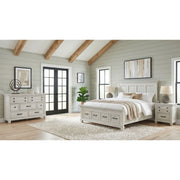 McCoy Antique White 4-Piece King Storage Bedroom Set with 2 Nightstands & Dresser - Ornate Home