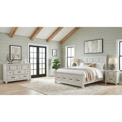 McCoy Antique White 4-Piece Queen Storage Bedroom Set with 2 Nightstands & Dresser - Ornate Home