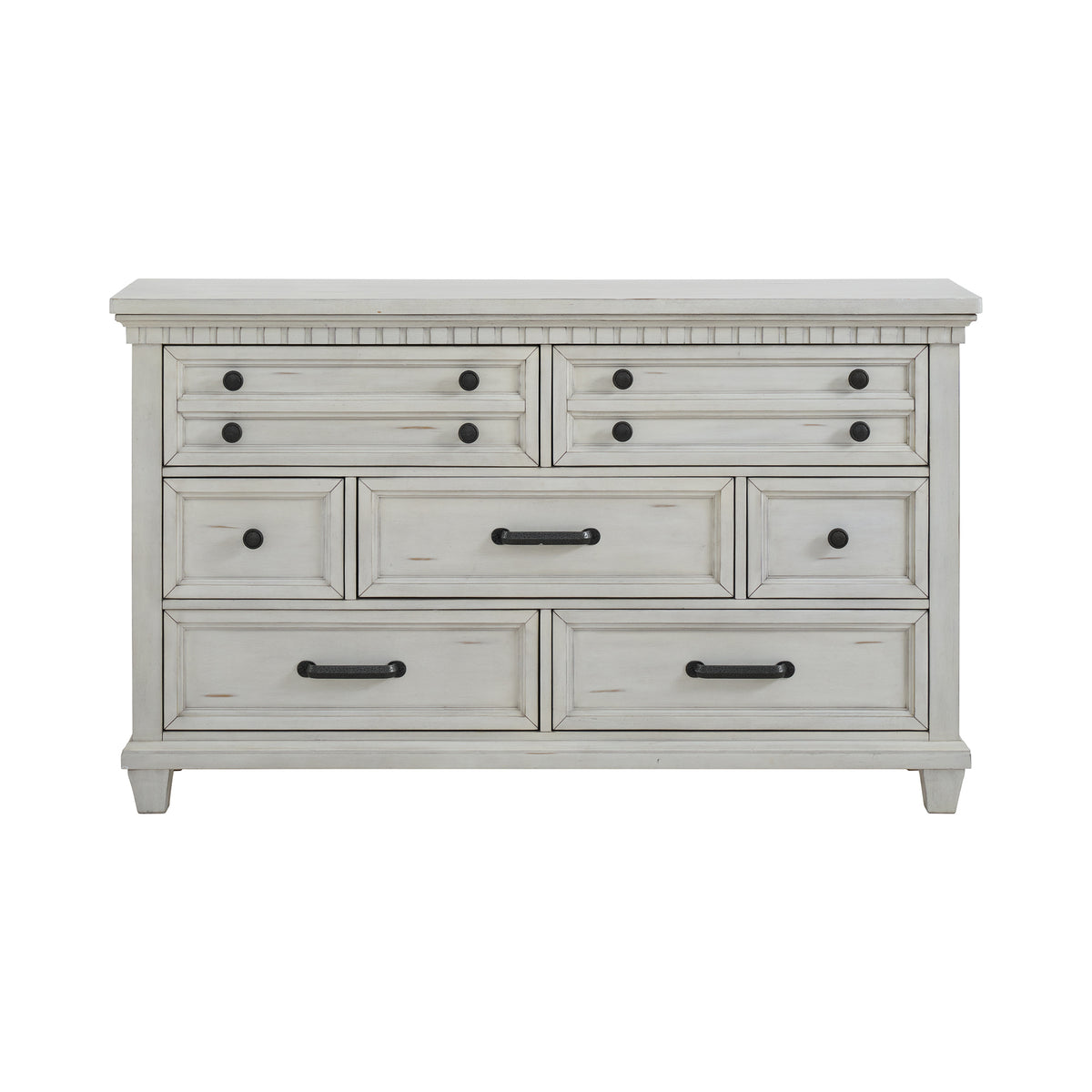 McCoy Antique White 7-Drawer Dresser - Ornate Home