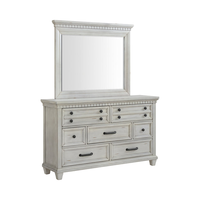 McCoy Antique White Dresser & Mirror Set - Ornate Home