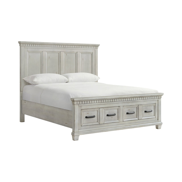 McCoy Antique White King Storage Bed - Ornate Home