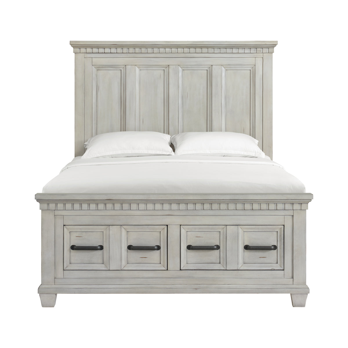 McCoy Antique White Queen Storage Bed - Ornate Home