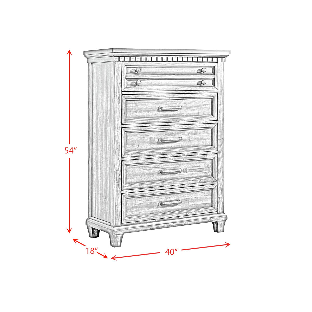 McCoy Charcoal 5-Piece Queen Storage Bedroom Set with 2 Nightstands, Dresser & Chest - Ornate Home