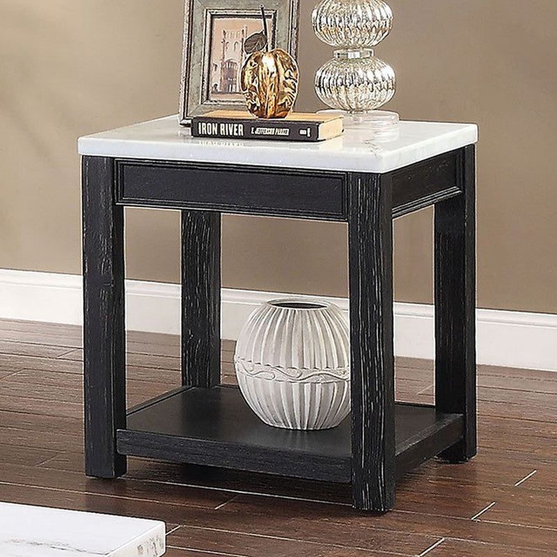 McGill White/Antique Black End Table - Ornate Home