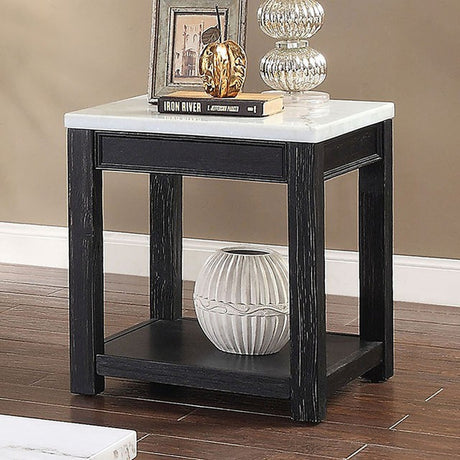 McGill White/Antique Black End Table - Ornate Home