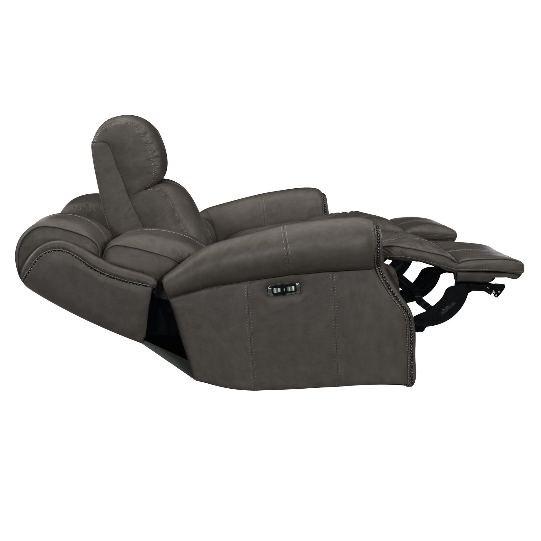 McGwire Grey Leather Power Motion Sofa - Ornate Home