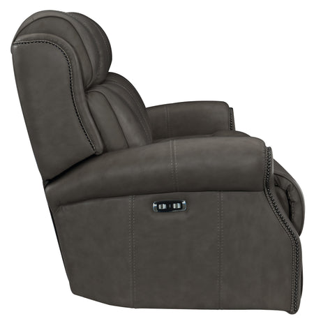 McGwire Grey Leather Power Motion Sofa - Ornate Home