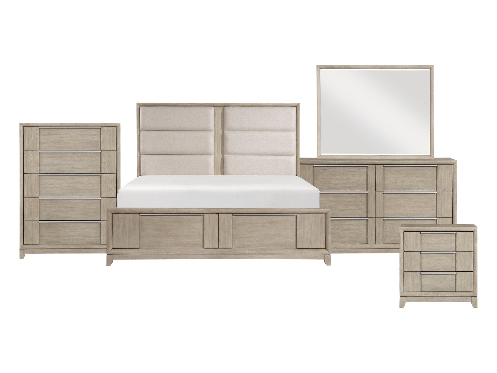 McKewen Light Gray 5-Piece Queen Bedroom Set - Ornate Home